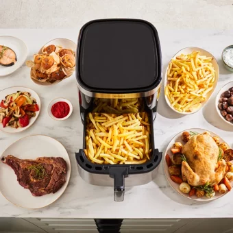Karaca Gourmet XXXL Airfryer 9 lt Tek Hazneli Led Ekranlı Sıcak Hava Fritözü İnox