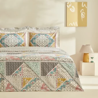 Karaca Home Edella Pamuk 160x220 cm Çarşaflı Geometrik Tek Kişilik Nevresim Takımı Çok Renkli