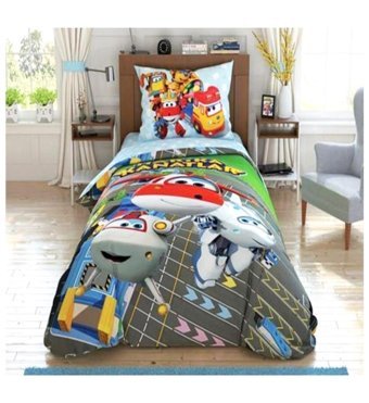 Taç Runway Pamuk 160x220 cm Lastikli Çarşaflı Harika Kanatlar Tek Kişilik Nevresim Takımı Çok Renkli