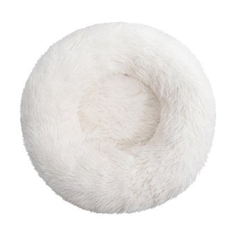 Hanyang Peluş Yıkanabilir Tek Fonksiyonlu 40 cm Simit Kedi Yatağı Beyaz