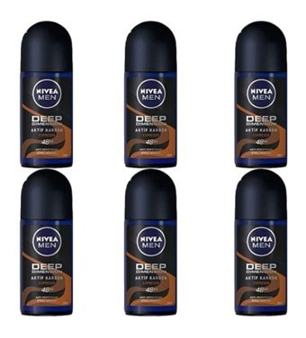 Nivea Deep Dimension Espresso Pudrasız Ter Önleyici Antiperspirant Roll-On Erkek Deodorant 6x50 ml