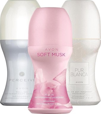 Avon Pur Blanca-Perceive-Soft Musk Pudrasız Ter Önleyici Antiperspirant Roll-On Kadın Deodorant 3x50 ml
