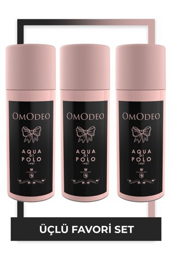 Aqua Di Polo Omodeo Pudrasız Sprey Kadın Deodorant 3x150 ml