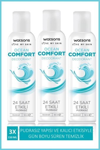 Watsons Ocean Comfort Pudrasız Sprey Unisex Deodorant 450 ml