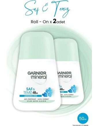 Garnier Saf Ve Temiz Pudrasız Ter Önleyici Antiperspirant Roll-On Kadın Deodorant 2x50 ml