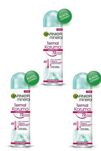 Garnier Termal Koruma Pudrasız Ter Önleyici Antiperspirant Sprey Kadın Deodorant 3x150 ml