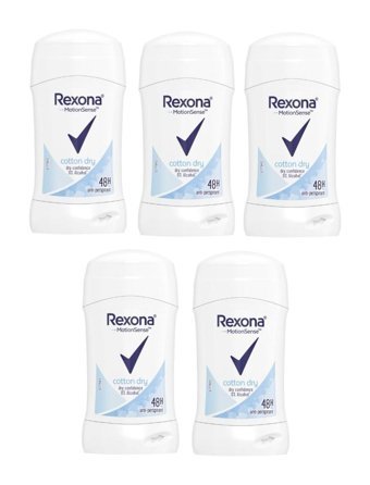 Rexona Cotton Dry Pudrasız Ter Önleyici Antiperspirant Stick Kadın Deodorant 5x40 ml