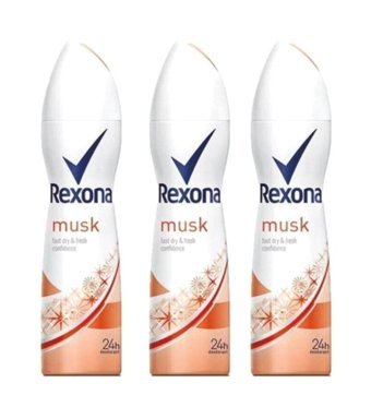 Rexona Musk Pudrasız Sprey Kadın Deodorant 3x150 ml