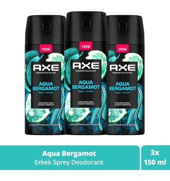 Axe Aqua Bergamot Sprey Erkek Deodorant 3x150 ml