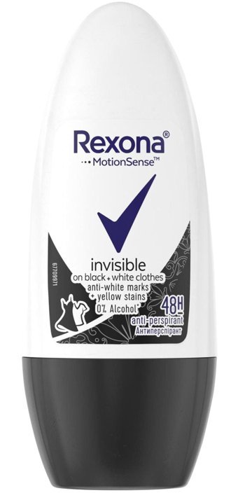 Rexona Invisible Black Whıte Pudrasız Antiperspirant Roll-On Erkek Deodorant 50 ml
