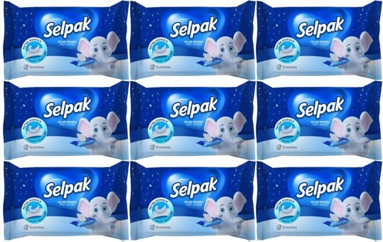 Selpak 10 Yaprak 9'lu Paket Islak Mendil