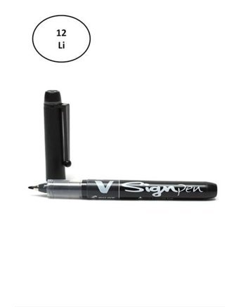 Pilot V-Signpen Tek Renkli 2.0 mm İğne Uçlu Siyah 12'li Tükenmez Kalem Seti