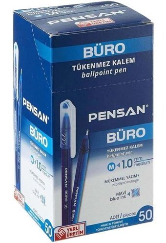 Pensan Büro 2270 Tek Renkli 1.0 mm Mavi 50'li Tükenmez Kalem Seti