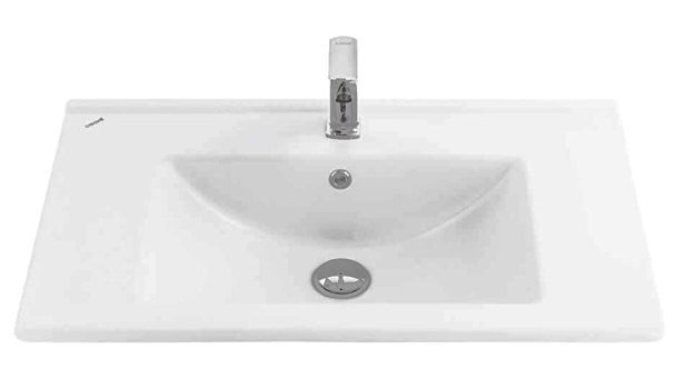 Creavit Su075 Klasik Tekli 75 cm Seramik Tezgah Üstü Dikdörtgen Lavabo Beyaz
