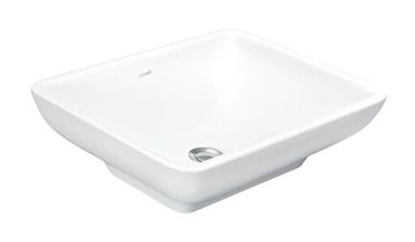 Creavit Tina Klasik Tekli 50 cm Seramik Tezgah Üstü Dikdörtgen Lavabo Beyaz