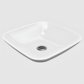 Bien Harmony Klasik Tekli 43 cm Seramik Tezgah Üstü Kare Lavabo Beyaz