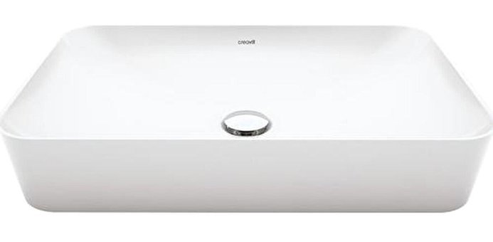 Creavit Ultra Klasik Tekli 60 cm Seramik Tezgah Üstü Dikdörtgen Lavabo Beyaz