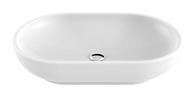 Creavit Mina Mn165 Klasik Tekli 65 cm Seramik Tezgah Üstü Oval Lavabo Beyaz