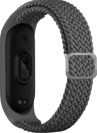 Coverzone Mi Band 7 Uyumlu Xiaomi Mi Band Hasır Örgü Akıllı Saat Kordonu Gri