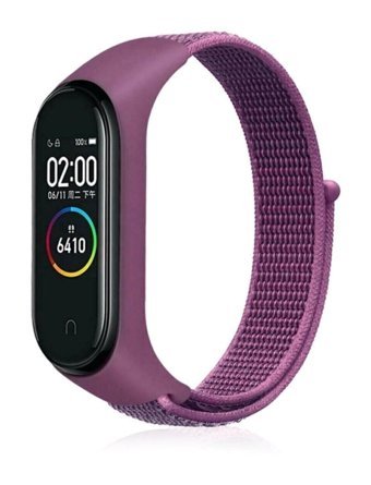 Tagomoon Mi Band 4-5-6-7 Uyumlu Xiaomi Mi Band Hasır Örgü Akıllı Saat Kordonu Mor