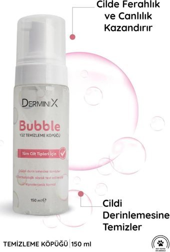 Derminix Bubble Alkolsüz Tüm Ciltler Su Bazlı Yüz Temizleyici Köpüğü 150 ml