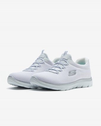Skechers Summits 12980TK-WSL Ortopedik Lastik Bağcıklı Kadın Yürüyüş Ayakkabısı Beyaz