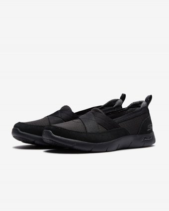 Skechers Arch Fit Refine Lavish 104270-BBK Ortopedik Bağcıksız Kadın Günlük Ayakkabı Siyah