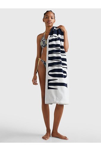 Tommy Hilfiger Pamuklu Plaj Havlusu Lacivert