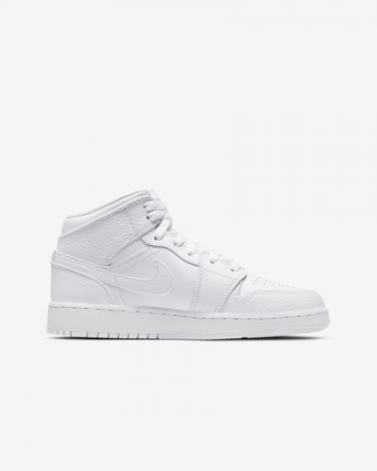 Nike Air Jordan 1 Mid 554725-130 Ortopedik Bağcıklı Erkek Çocuk Basketbol Ayakkabısı Beyaz