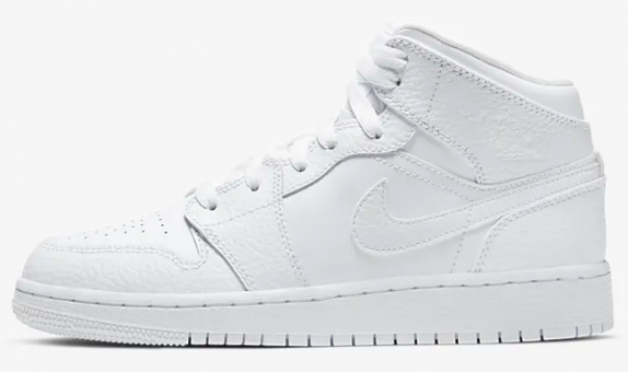 Nike Air Jordan 1 Mid 554725-130 Ortopedik Bağcıklı Erkek Çocuk Basketbol Ayakkabısı Beyaz