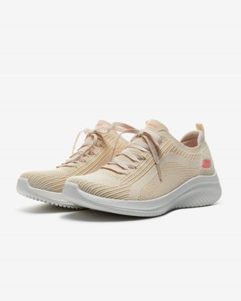Skechers Ultra Flex 3.0 Big Plan 149854-NAT Ortopedik Bağcıklı Kadın Günlük Ayakkabı Bej