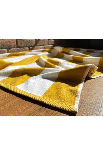 Cottontherapy Flag Pamuklu Plaj Havlusu Beyaz Sarı