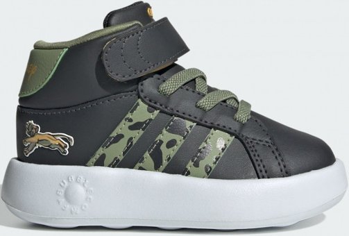 Adidas Grand Court Mid Lionking I IF4096 Ortopedik Bağcıklı-Cırtlı Eva Erkek Çocuk Günlük Ayakkabı Gri