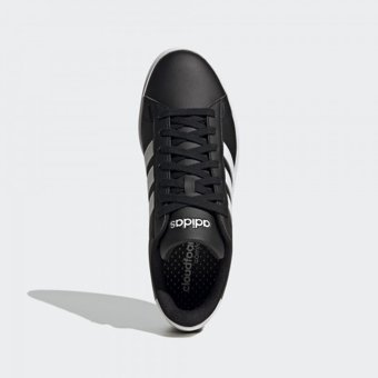 Adidas Grand Court Cloudfoam Lifestyle Court Comfort GW9196 Ortopedik Bağcıklı Erkek Günlük Ayakkabı Siyah