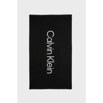 Calvin Klein Pamuklu Plaj Havlusu Beyaz Siyah