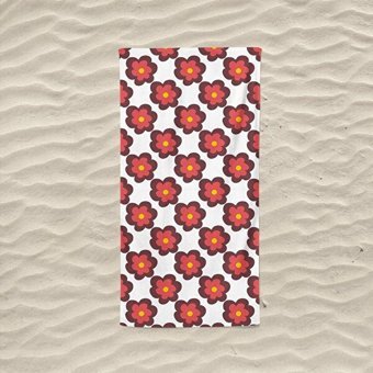 Marte Home Retro Çiçek Plaj Havlusu Çok Renkli