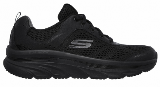 Skechers D'lux Walker 232044-BBK Ortopedik Bağcıklı Erkek Günlük Ayakkabı Siyah