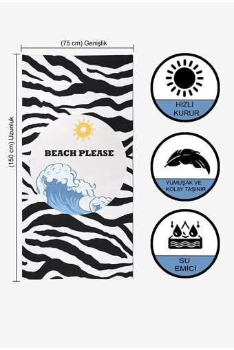 Vevienhome Summer Sun Pamuklu Plaj Havlusu Çok Renkli