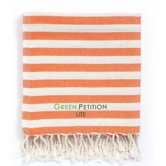Green Petition Mare Tangerine Pamuklu Plaj Havlusu Beyaz Turuncu