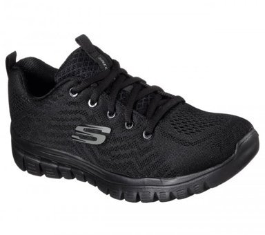 Skechers Graceful Get Connected 12615-BBK Ortopedik Bağcıklı Kadın Antrenman Ayakkabısı Siyah