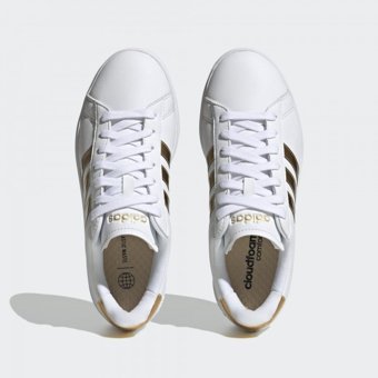Adidas Grand Court Cloudfoam HP9417 Ortopedik Bağcıklı Kadın Günlük Ayakkabı Beyaz
