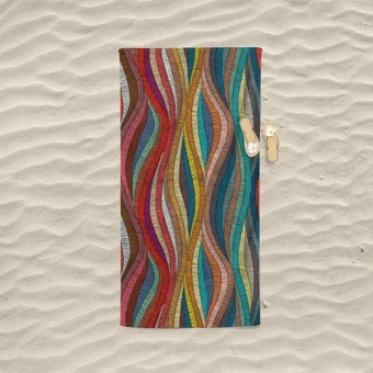 Pastel Tile Pamuklu Plaj Havlusu Çok Renkli