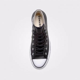 Converse Chuck Taylor All Star Leather Platform 561675C.001 Bağcıklı Kadın Günlük Ayakkabı Siyah