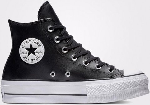 Converse Chuck Taylor All Star Leather Platform 561675C.001 Bağcıklı Kadın Günlük Ayakkabı Siyah