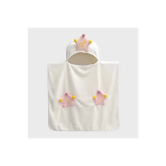 Wonderland Giyilebilir Polyester Çocuk Plaj Havlusu Beyaz