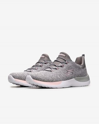 Skechers Dynamight Break-Through 12991-GYLP Ortopedik Lastik Bağcıklı Kadın Antrenman Ayakkabısı Gri