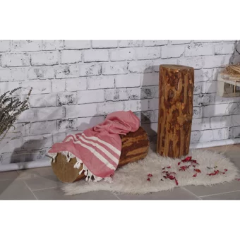 Sef Tekstil Elmas Pamuklu Plaj Havlusu Pembe
