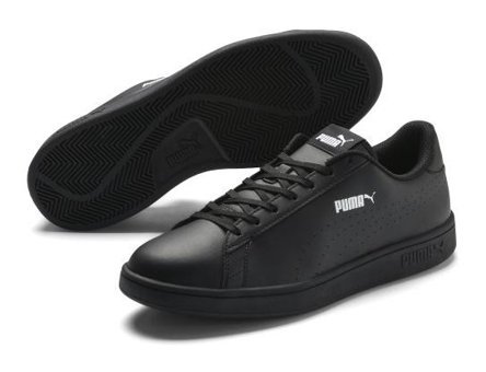 Puma Smash V2 Leather Perf 365213-01 Bağcıklı Erkek Günlük Ayakkabı Siyah