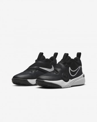 Nike Team Hustle D 11 DV8996-002 Bağcıklı-Cırtlı Erkek Çocuk Basketbol Ayakkabısı Siyah