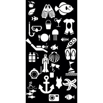 Giant Stride Pictogram Plaj Havlusu Beyaz Siyah